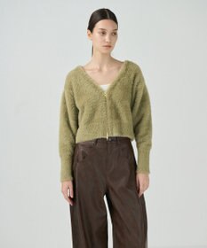 GRACE CONTINENTAL フェザーzipニットカーディガン