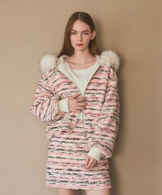 GRACE CONTINENTAL ツイードコンビショートブルゾン