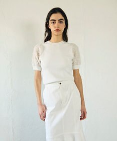 GRACE CONTINENTAL シアーハーフニットトップ ホワイト