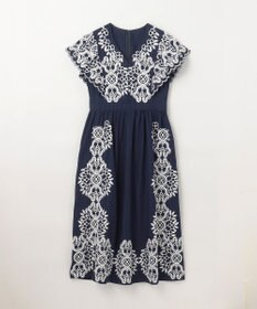 GRACE CONTINENTAL バイカラー刺繍コットンワンピース