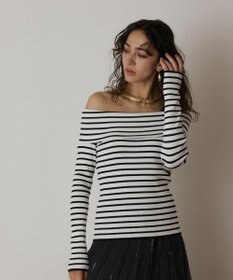 GRACE CONTINENTAL オフショルリブニットトップ
