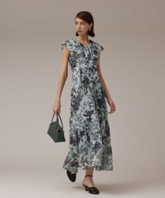 GRACE CONTINENTAL フラワープリントフリルワンピース グリーン