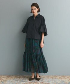 GRACE CONTINENTAL ラメストライププリントスカート