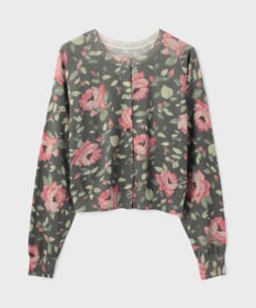 GRACE CONTINENTAL ローズプリントニットカーディガン