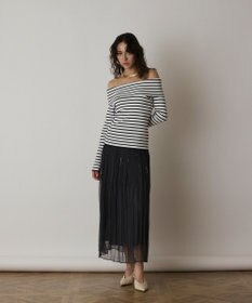 GRACE CONTINENTAL オフショルリブニットトップ