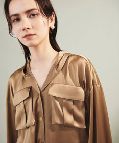【25SS】 ELISABETTA サテンディテール クレープジャケット トリアセサテンフーディー / GRACE CONTINENTAL | GRACE