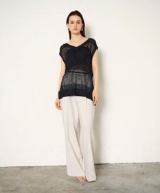 GRACE CONTINENTAL ラメメッシュニットトップ