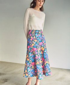 GRACE CONTINENTAL フラワージャガードフレアスカート