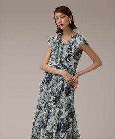 GRACE CONTINENTAL フラワープリントフリルワンピース