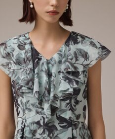 GRACE CONTINENTAL フラワープリントフリルワンピース