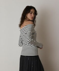 GRACE CONTINENTAL オフショルリブニットトップ