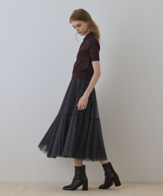 GRACE CONTINENTAL バイカラーポロニットトップ