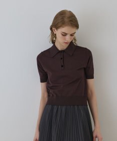 GRACE CONTINENTAL バイカラーポロニットトップ
