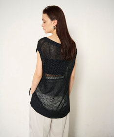 GRACE CONTINENTAL ラメメッシュニットトップ