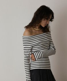 GRACE CONTINENTAL オフショルリブニットトップ