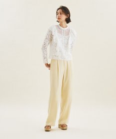 グレースコンチネンタル GRACE CONTINENTAL 24AW レースコンビハイネックトップ ブラウス 長袖 36 ホワイト /ES ■OS レディース レースコンビハイネックトップ / GRACE CONTINENTAL | GRACE