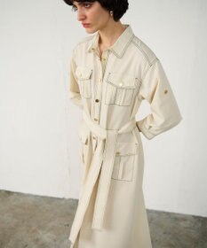 GRACE CONTINENTAL 配色ステッチワークシャツワンピース