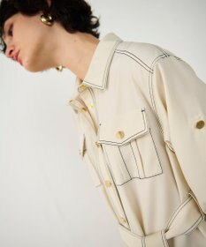 GRACE CONTINENTAL 配色ステッチワークシャツワンピース