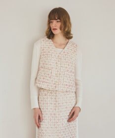 GRACE CONTINENTAL ツイードチェックジレ キナリ