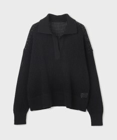 GRACE CONTINENTAL メッシュVネックニットトップ