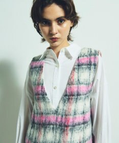 GRACE CONTINENTAL シャギーチェックジャンパースカート