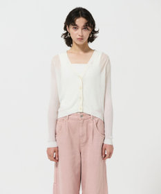 GRACE CONTINENTAL リブシアーニットカーディガン