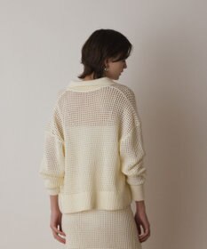 GRACE CONTINENTAL メッシュVネックニットトップ