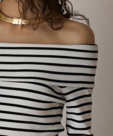 GRACE CONTINENTAL オフショルリブニットトップ