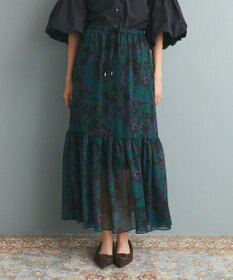 GRACE CONTINENTAL ラメストライププリントスカート