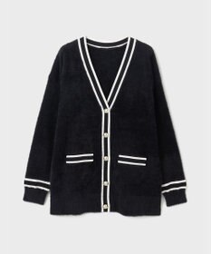 GRACE CONTINENTAL シャギーバイカラーニットカーディガン