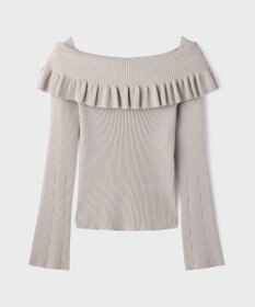 GRACE CONTINENTAL オフショルフリルニットトップ