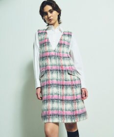 GRACE CONTINENTAL シャギーチェックジャンパースカート