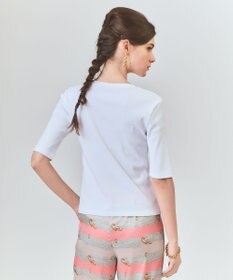 GRACE CONTINENTAL ハーフスリーブリブトップ