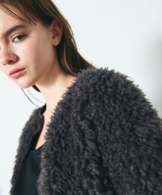 GRACE CONTINENTAL フェイクファーニットカーディガン