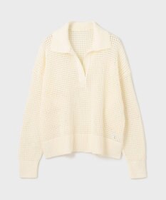 GRACE CONTINENTAL メッシュVネックニットトップ