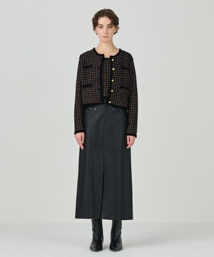  ツイードニットカーディガン