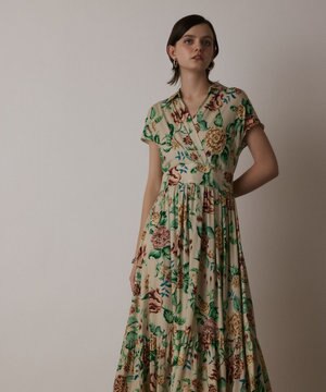  アンティークフラワープリントワンピース