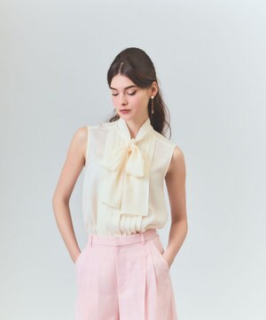  リネンライクボウタイノースリーブ