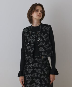  ラメフラワージャガードベスト