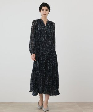  ミナモドットプリントプリーツワンピース