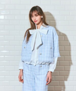  ハーフスリーブツイードジャケット