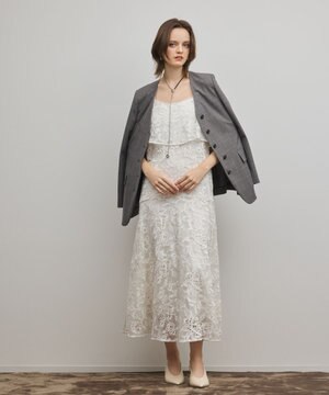  チュールレースロングワンピース