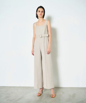  麻調ベルトサロペット