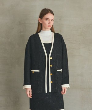  ツイードトリミングジャケット