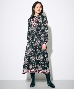 GRACE CONTINENTAL レースプリントカットドレス 36 GRACE CONTINENTAL