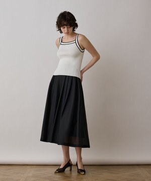  バイカラーリブニットトップ