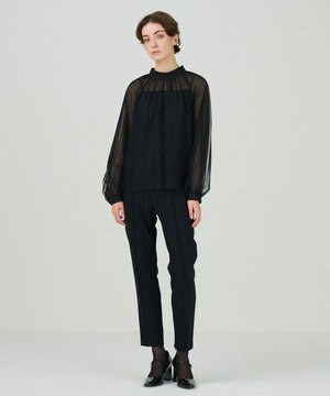  チュールハイネックトップ