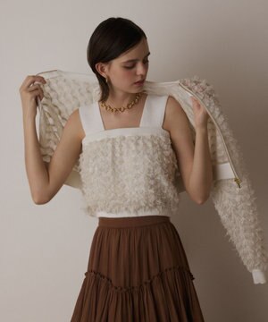  フリンジニットベアトップ