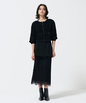  チュールフリルニットブルゾン