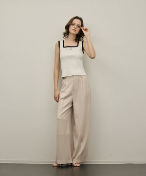  バイカラーリブニットノースリーブ